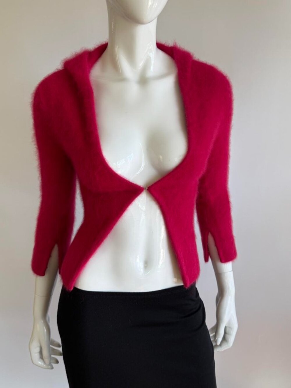 Vintage Angora Rabbit Fur Bebe Open Front Cardigain